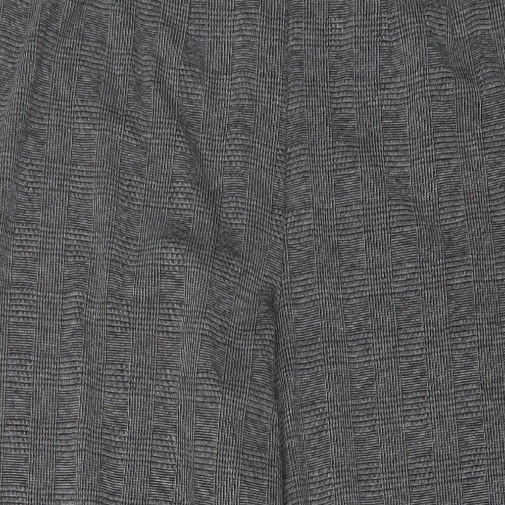 Marks and Spencer Womens Grey Plaid Polyester Trousers Size 16 L27 in Regular