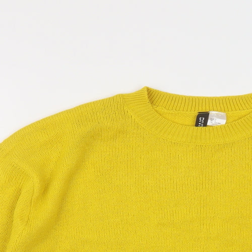 H&M Womens Yellow Round Neck Acrylic Pullover Jumper Size S