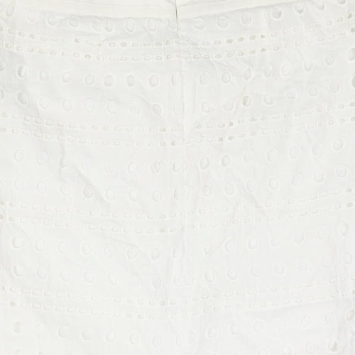 Marks and Spencer Womens White Cotton Straight & Pencil Skirt Size 10 Zip