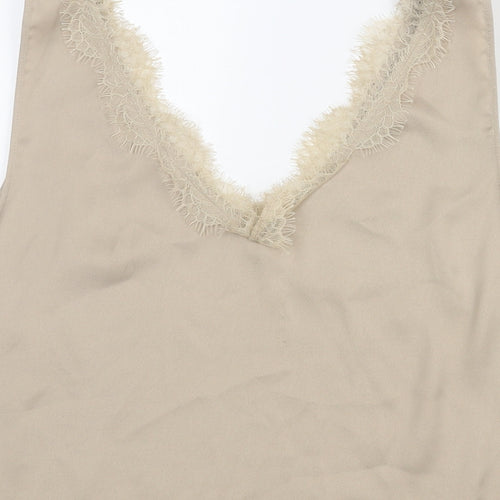 Marks and Spencer Womens Beige Polyester Camisole Blouse Size 22 V-Neck - Lace Trim