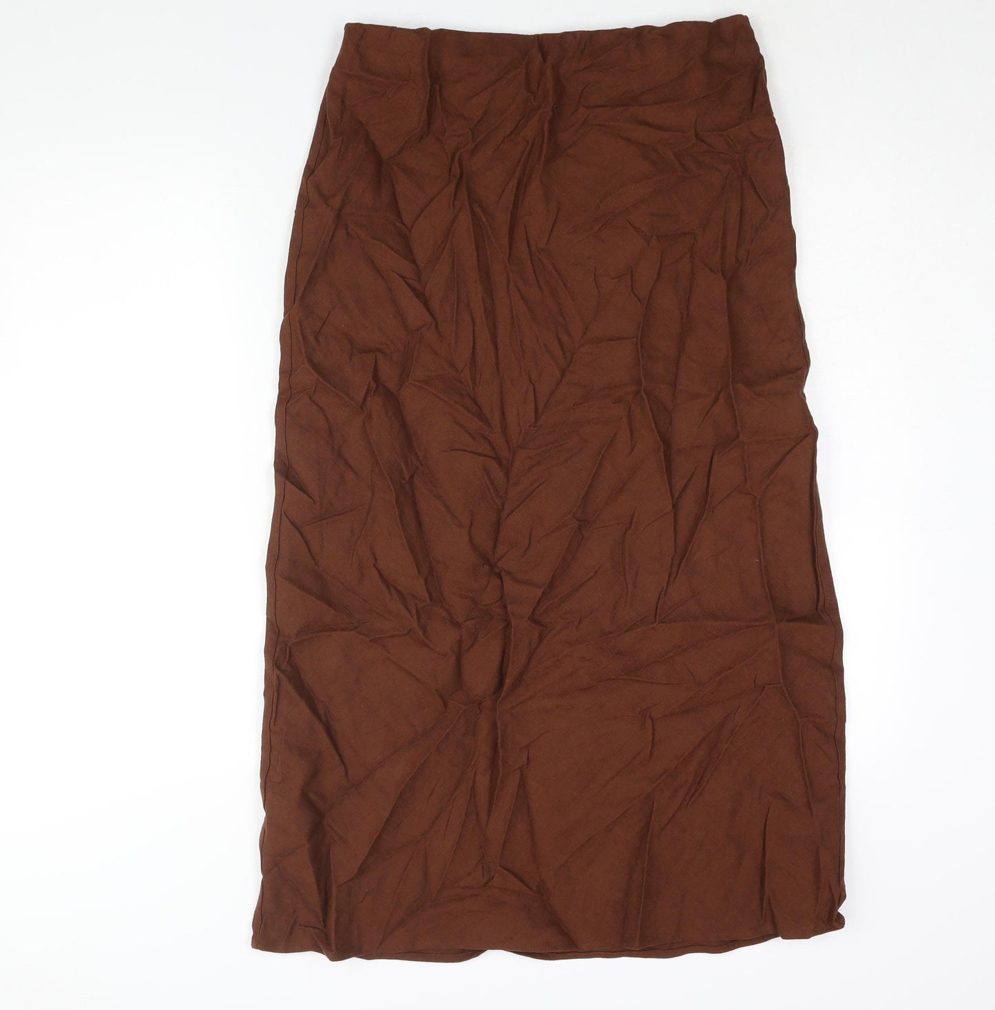 Marks and Spencer Womens Brown Linen Straight & Pencil Skirt Size 12