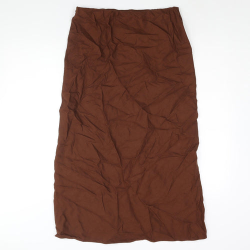 Marks and Spencer Womens Brown Linen Straight & Pencil Skirt Size 12