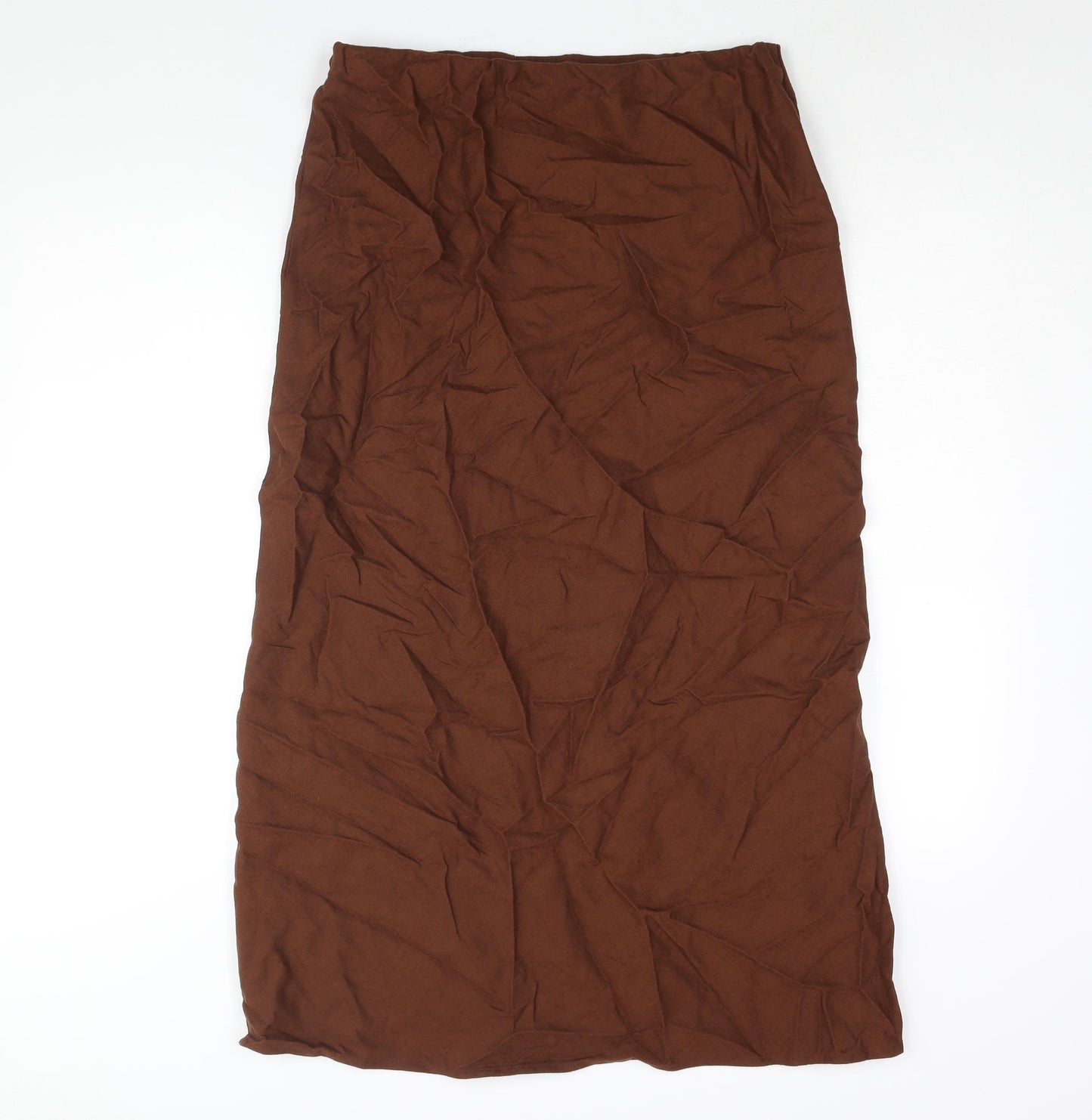 Marks and Spencer Womens Brown Linen Straight & Pencil Skirt Size 12