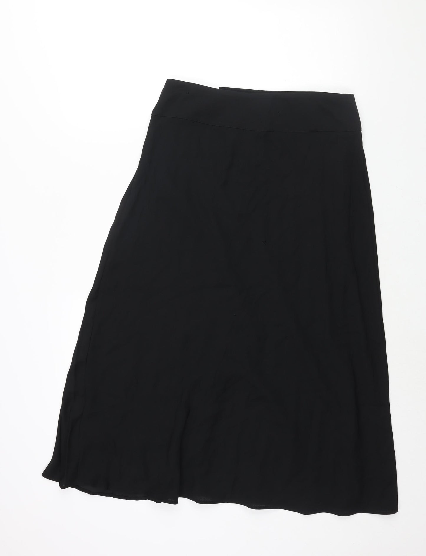 Marks and Womens Black Polyester Wrap Skirt Size 12 Buckle - Pleated