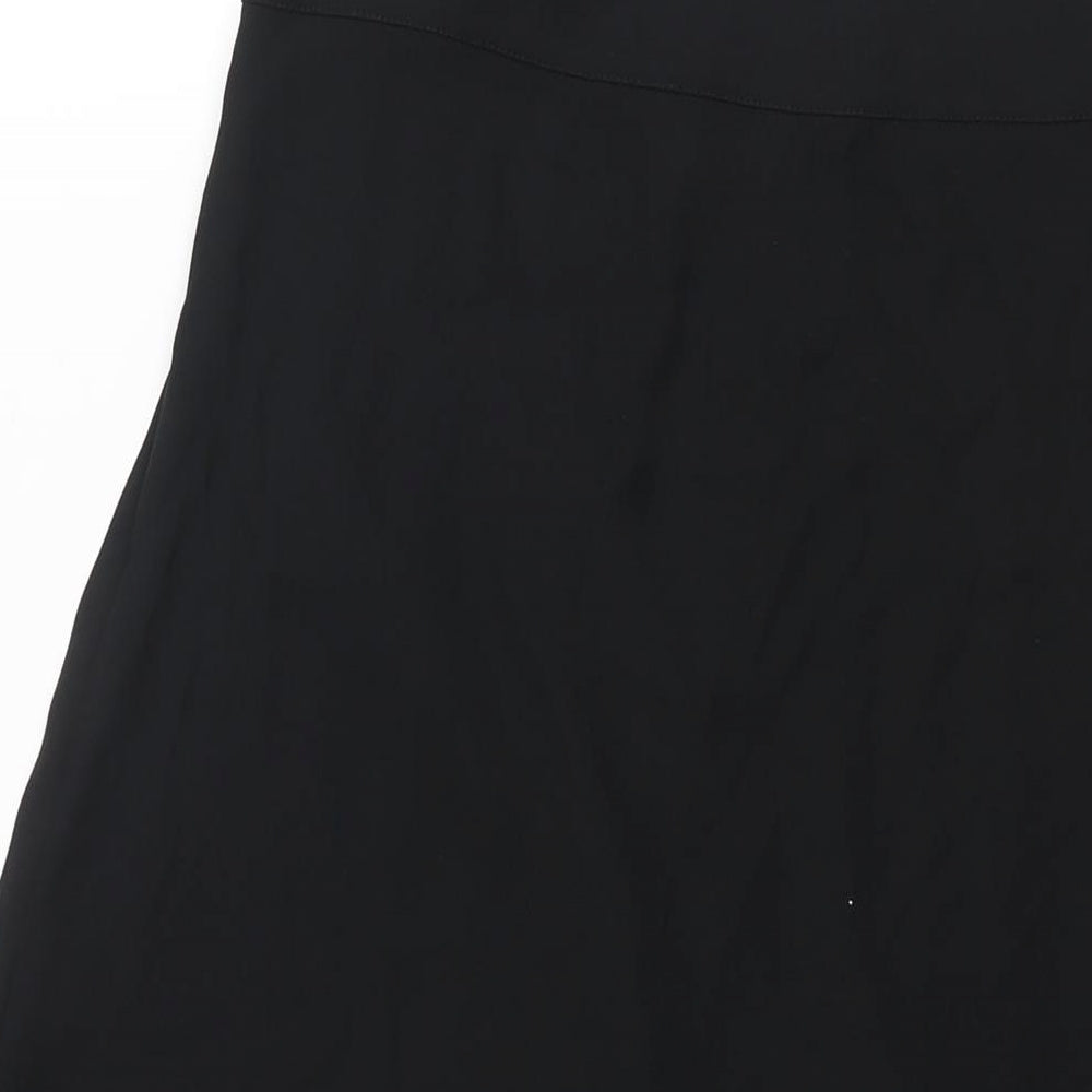 Marks and Womens Black Polyester Wrap Skirt Size 12 Buckle - Pleated