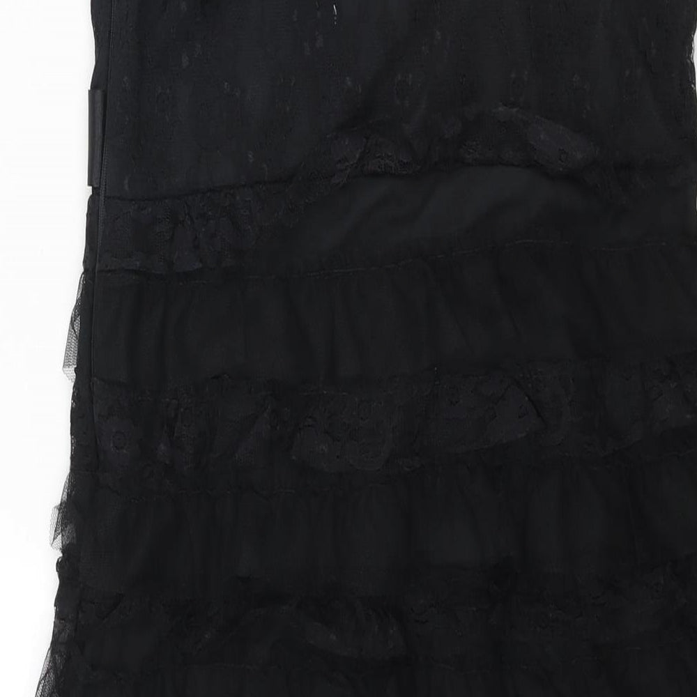 Influence Womens Black Polyester A-Line Size 8 Sweetheart Zip - Lace Frill