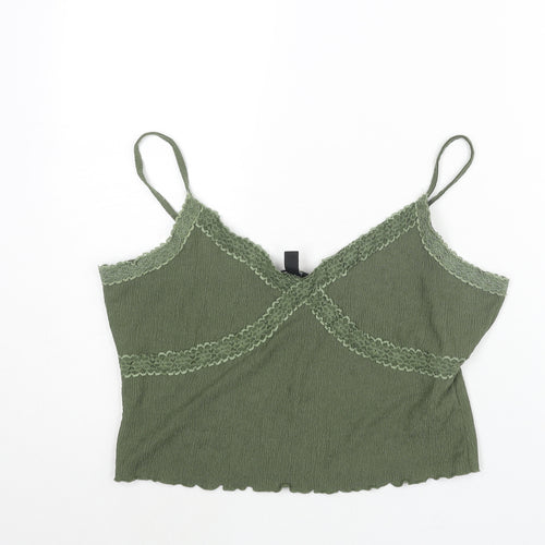 New Look Womens Green Polyester Camisole Blouse Size 18 V-Neck - Lace Trim