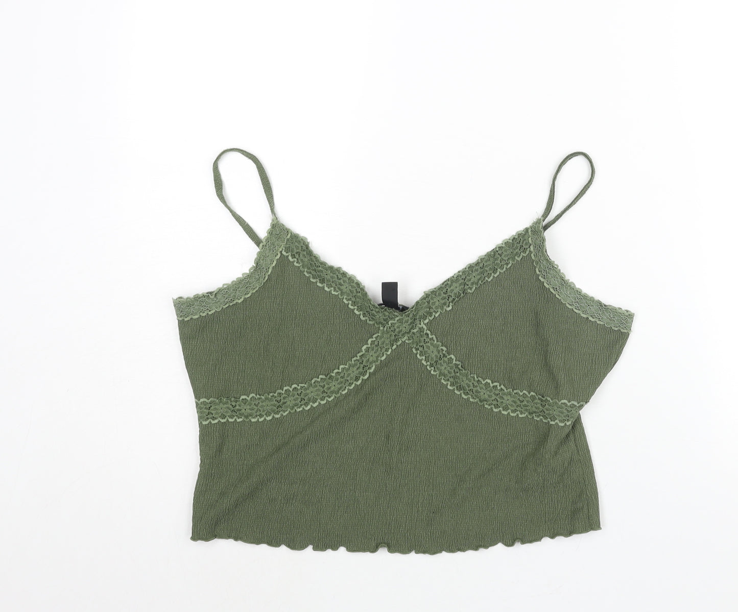 New Look Womens Green Polyester Camisole Blouse Size 18 V-Neck - Lace Trim