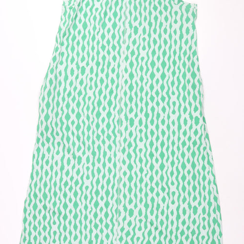 Marks and Spencer Womens Green Geometric Cotton Maxi Size 14 Round Neck Pullover