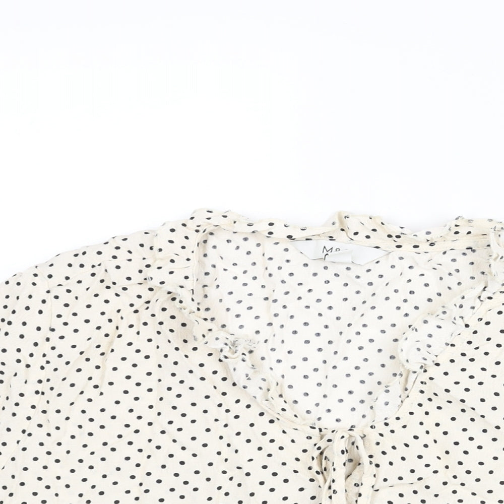 Marks and Spencer Womens Ivory Polka Dot Viscose Basic Blouse Size 22 V-Neck - Frill