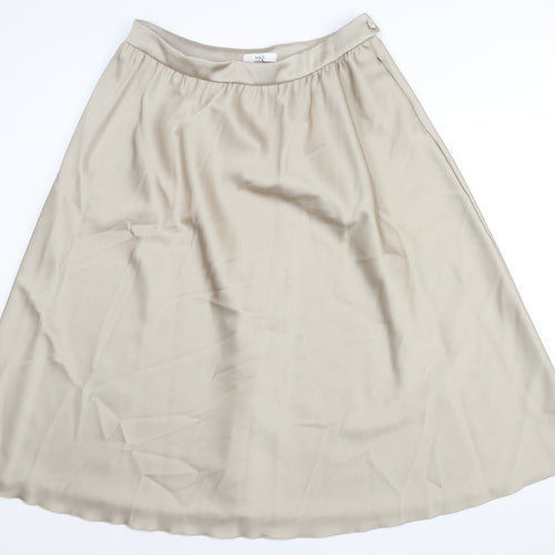 Marks and Spencer Womens Gold Polyester Flare Skirt Size 16 Zip