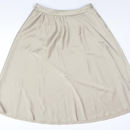 Marks and Spencer Womens Gold Polyester Flare Skirt Size 16 Zip