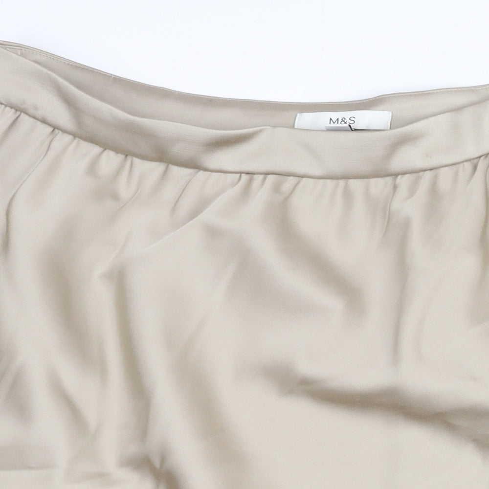 Marks and Spencer Womens Gold Polyester Flare Skirt Size 16 Zip