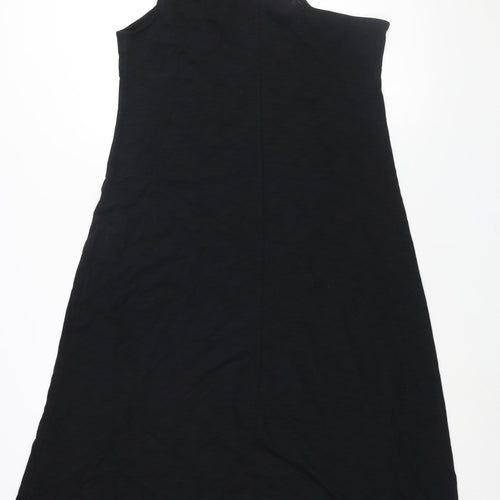 Marks and Womens Black Cotton Maxi Size 14 One Shoulder Pullover - Twist Strap