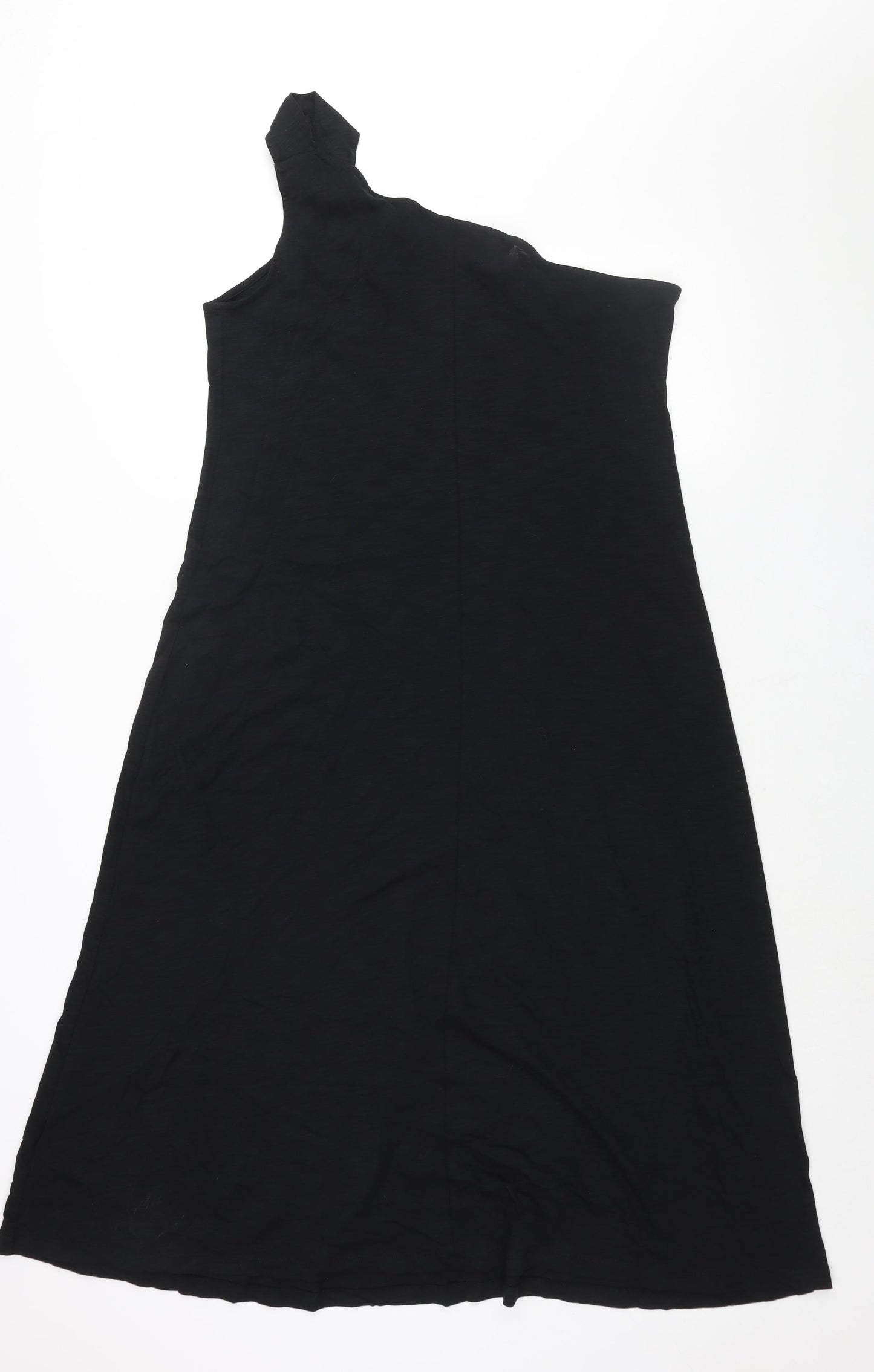 Marks and Womens Black Cotton Maxi Size 14 One Shoulder Pullover - Twist Strap