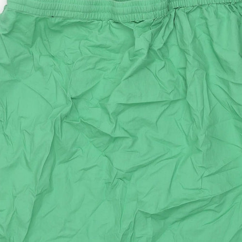 Marks and Spencer Womens Green Cotton A-Line Skirt Size 20 Drawstring - Button Detail Frill