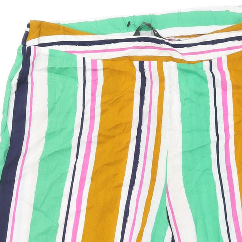 Bonmarché Womens Multicoloured Striped Viscose Cropped Trousers Size 14 L21 in Regular - Elasticated Waist