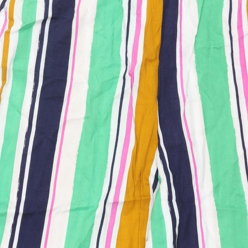 Bonmarché Womens Multicoloured Striped Viscose Cropped Trousers Size 14 L21 in Regular - Elasticated Waist