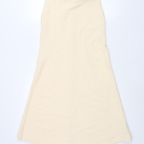 Marks and Spencer Womens Beige Polyester A-Line Skirt Size 8 - Textured