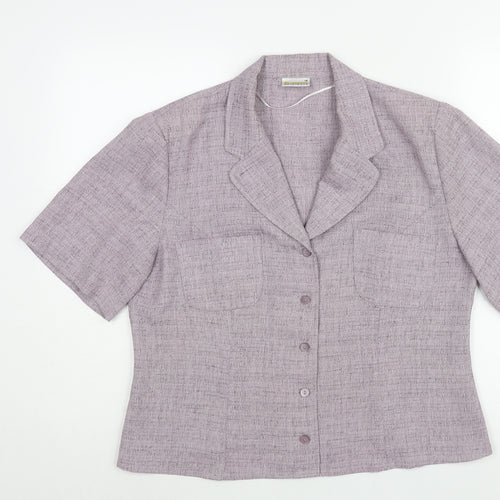 Roman Womens Purple Polyester Basic Blouse Size 18 Collared