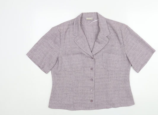 Roman Womens Purple Polyester Basic Blouse Size 18 Collared