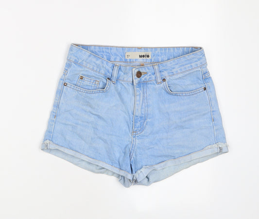 Topshop Womens Blue Cotton Basic Shorts Size 26 in L3 in Regular Zip