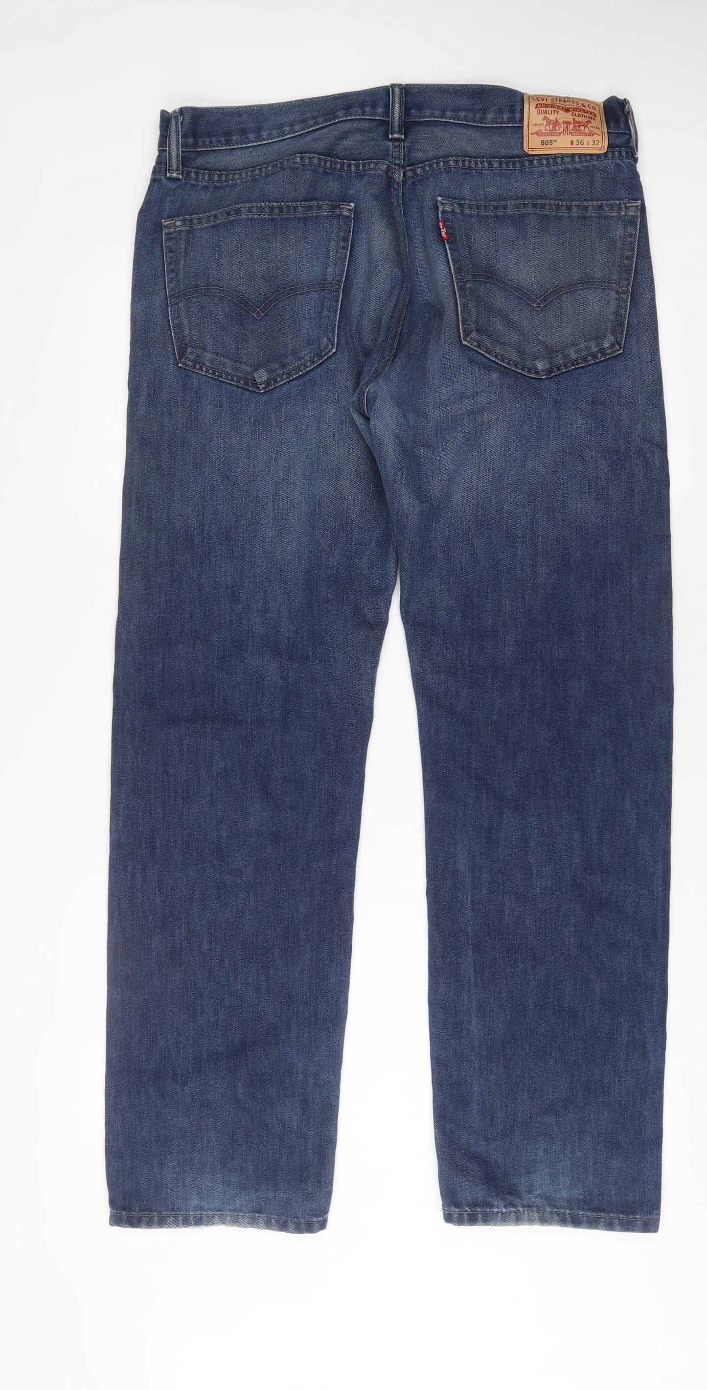 Levi's Mens Blue Cotton Straight Jeans Size 36 in L32 in Regular Zip