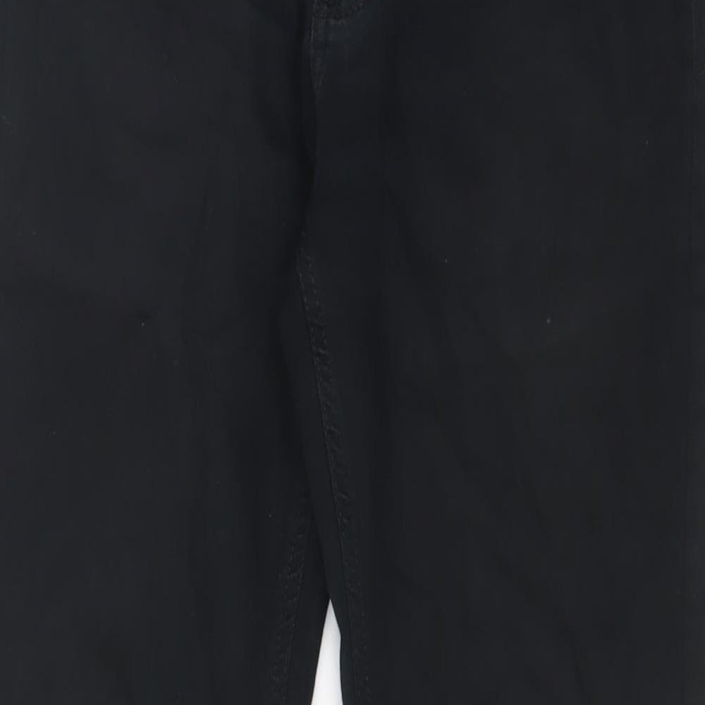 Marks and Spencer Mens Black Cotton Straight Jeans Size 30 in L29 in Slim Zip - Short Leg