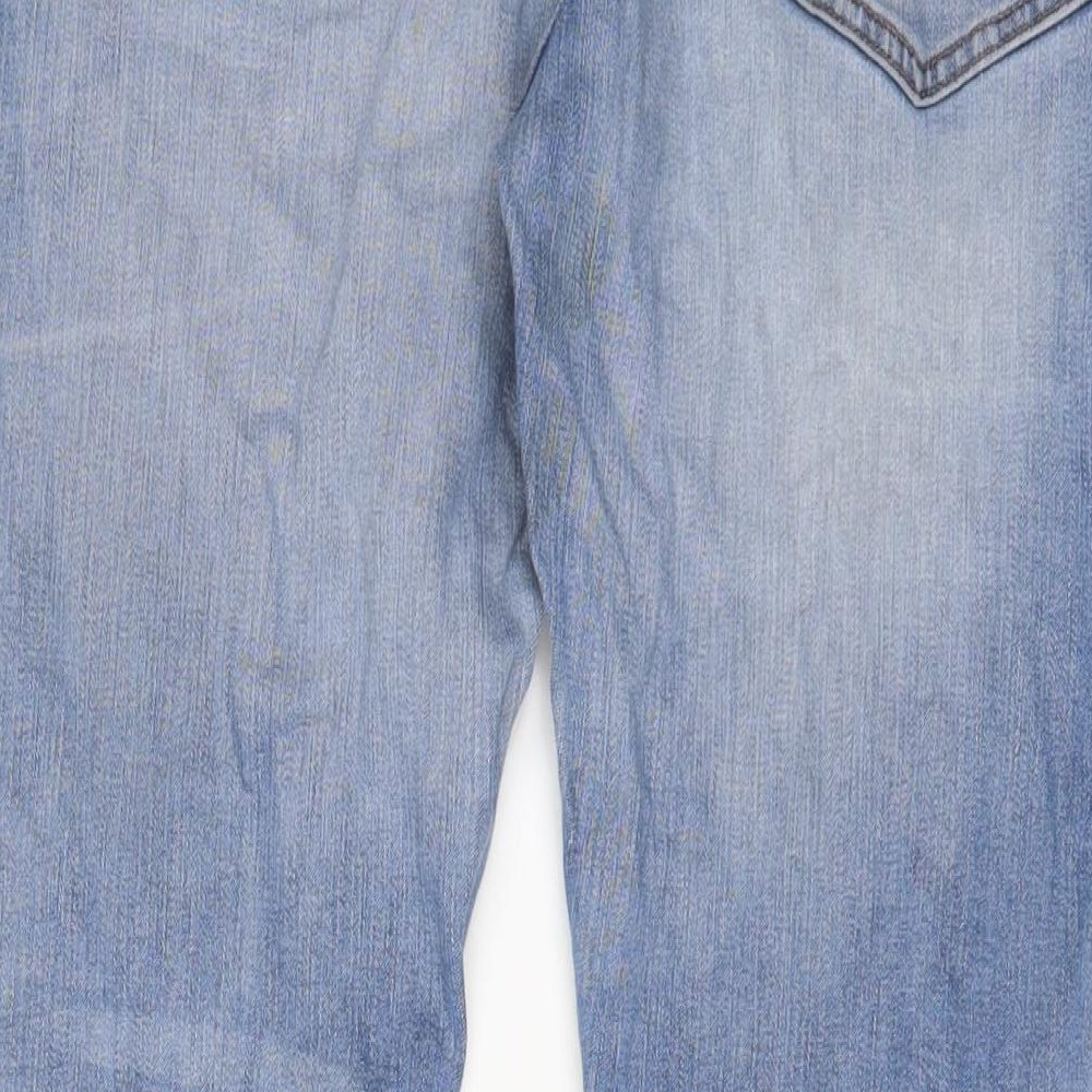 Marks and Spencer Mens Blue Cotton Straight Jeans Size 40 in L33 in Slim Zip