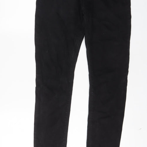 Marks and Spencer Mens Black Cotton Skinny Jeans Size 30 in L31 in Regular Zip