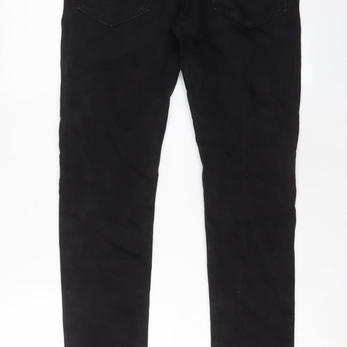 Marks and Spencer Mens Black Cotton Skinny Jeans Size 30 in L31 in Regular Zip