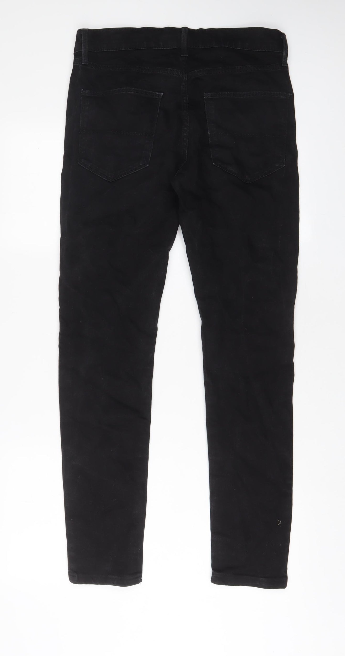 Marks and Spencer Mens Black Cotton Skinny Jeans Size 30 in L31 in Regular Zip