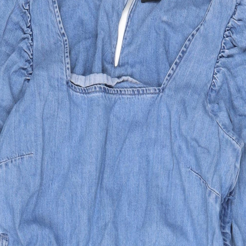 NEXT Womens Blue Cotton A-Line Size 14 Collared Zip