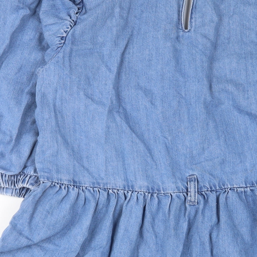 NEXT Womens Blue Cotton A-Line Size 14 Collared Zip