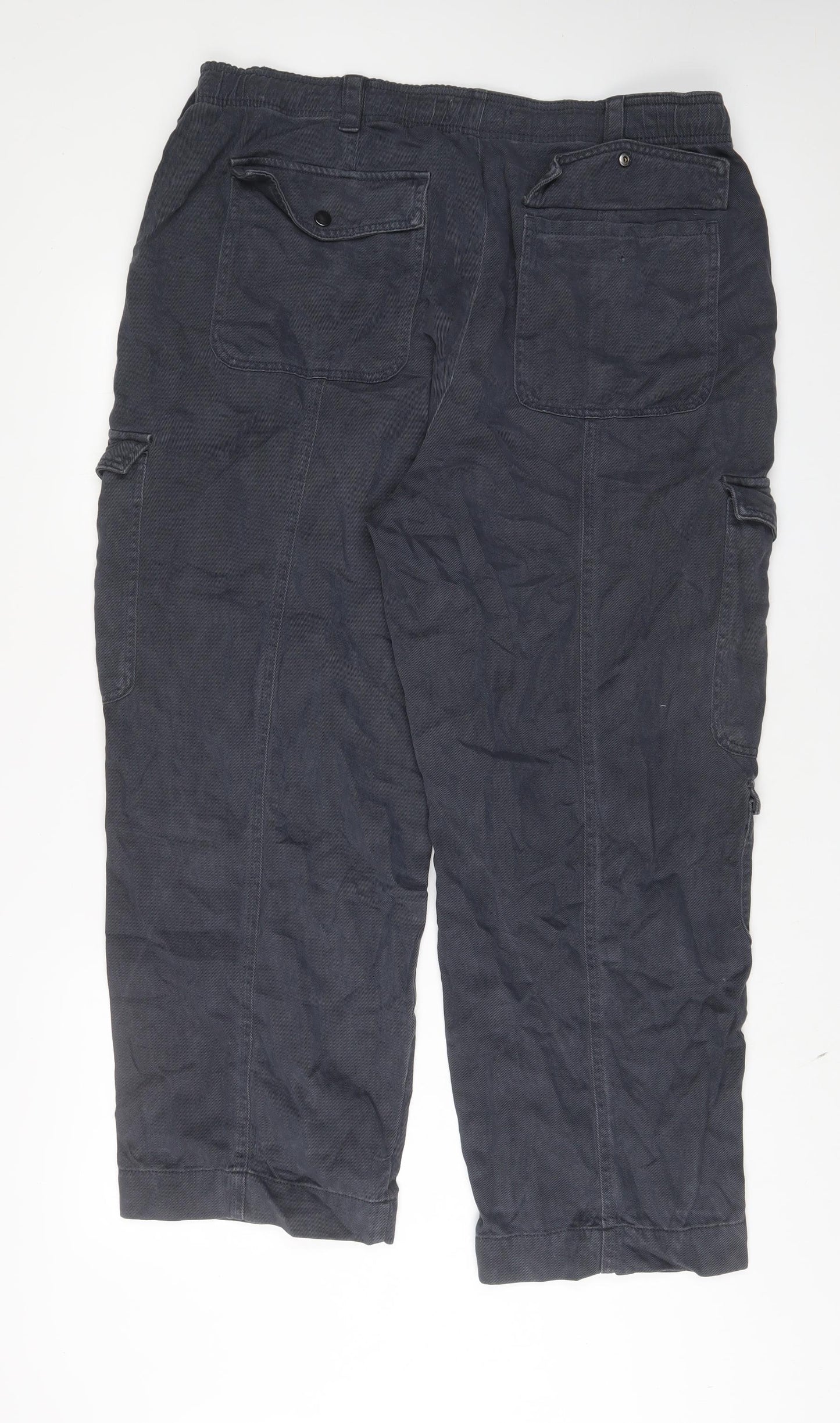 Marks and Spencer Womens Grey Cotton Cargo Trousers Size 18 L30 in Regular Zip