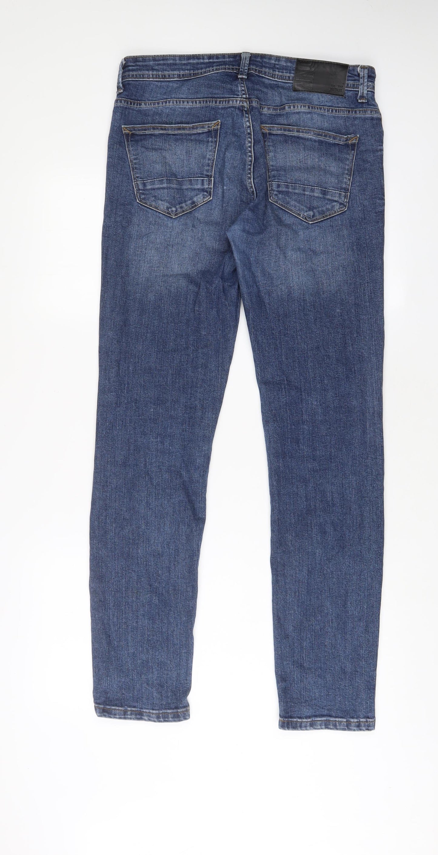 Denim & Co. Mens Blue Cotton Straight Jeans Size 30 in L32 in Slim Zip