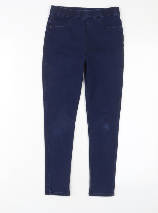 Matalan Girls Blue Cotton Jegging Jeans Size 9 Years L21.5 in Regular Pullover