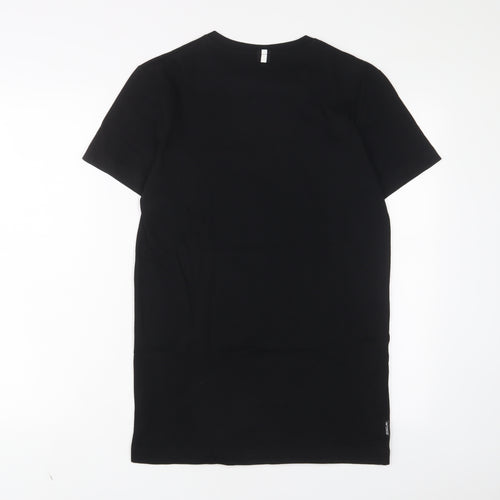 Intense Mens Black Cotton T-Shirt Size S Crew Neck