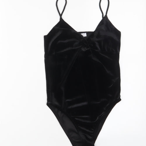 Topshop Womens Black Polyester Bodysuit One-Piece Size 8 Snap