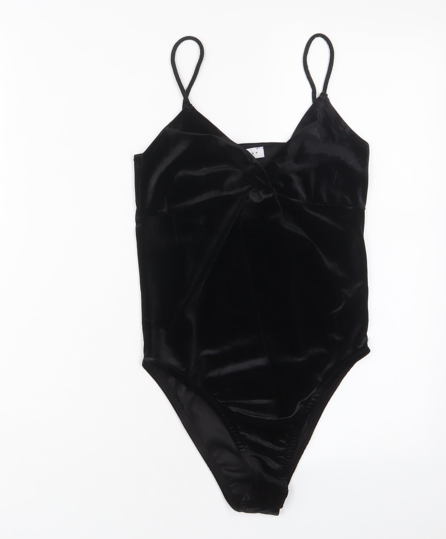 Topshop Womens Black Polyester Bodysuit One-Piece Size 8 Snap