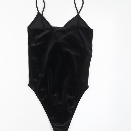 Topshop Womens Black Polyester Bodysuit One-Piece Size 8 Snap