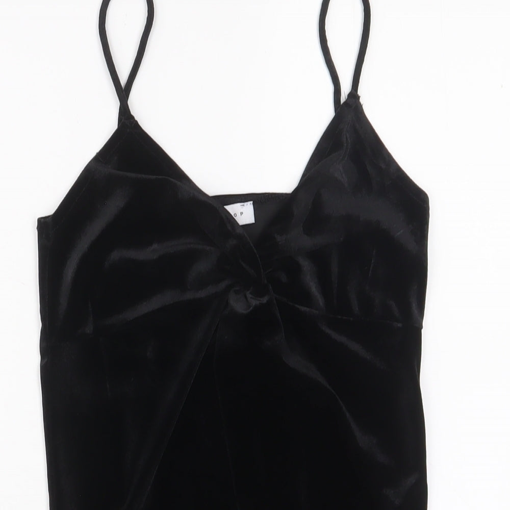 Topshop Womens Black Polyester Bodysuit One-Piece Size 8 Snap