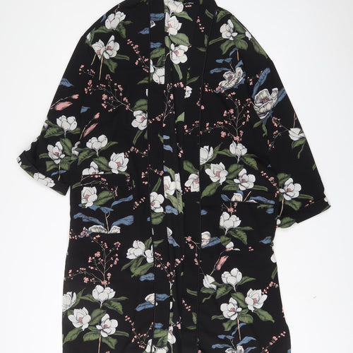 Maraislise Womens Black Floral Polyester Kimono Blouse Size M V-Neck - Open