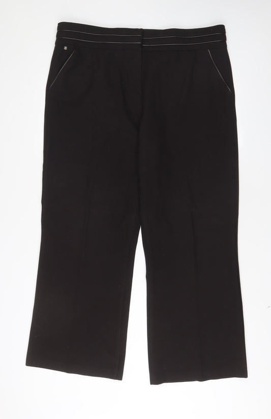 Per Una Womens Brown Polyester Trousers Size 18 L29 in Regular Hook & Eye - Pockets