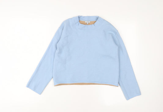 Jigsaw Womens Blue Crew Neck Wool Pullover Jumper Size S