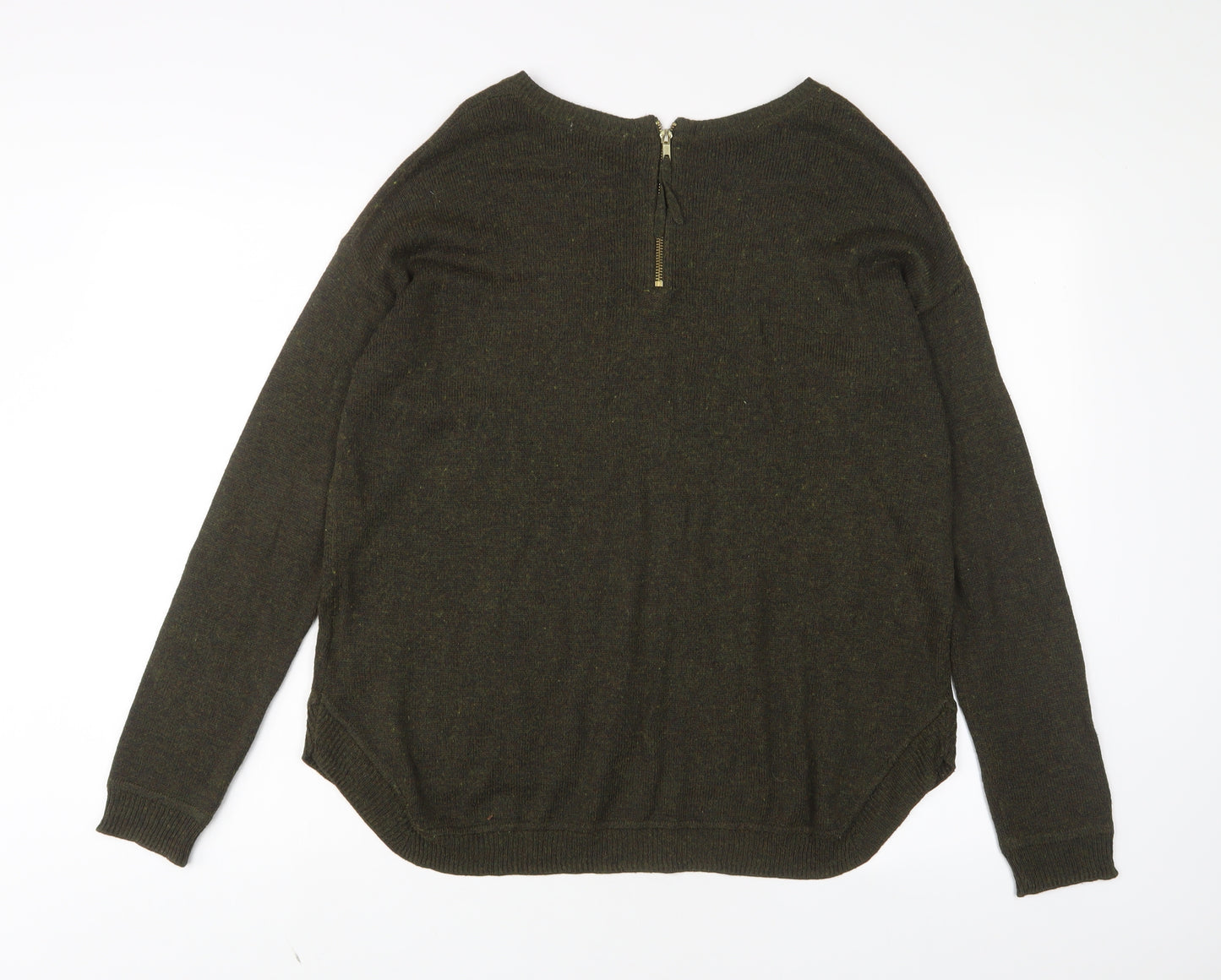 H&M Womens Green Crew Neck Acrylic Pullover Jumper Size S