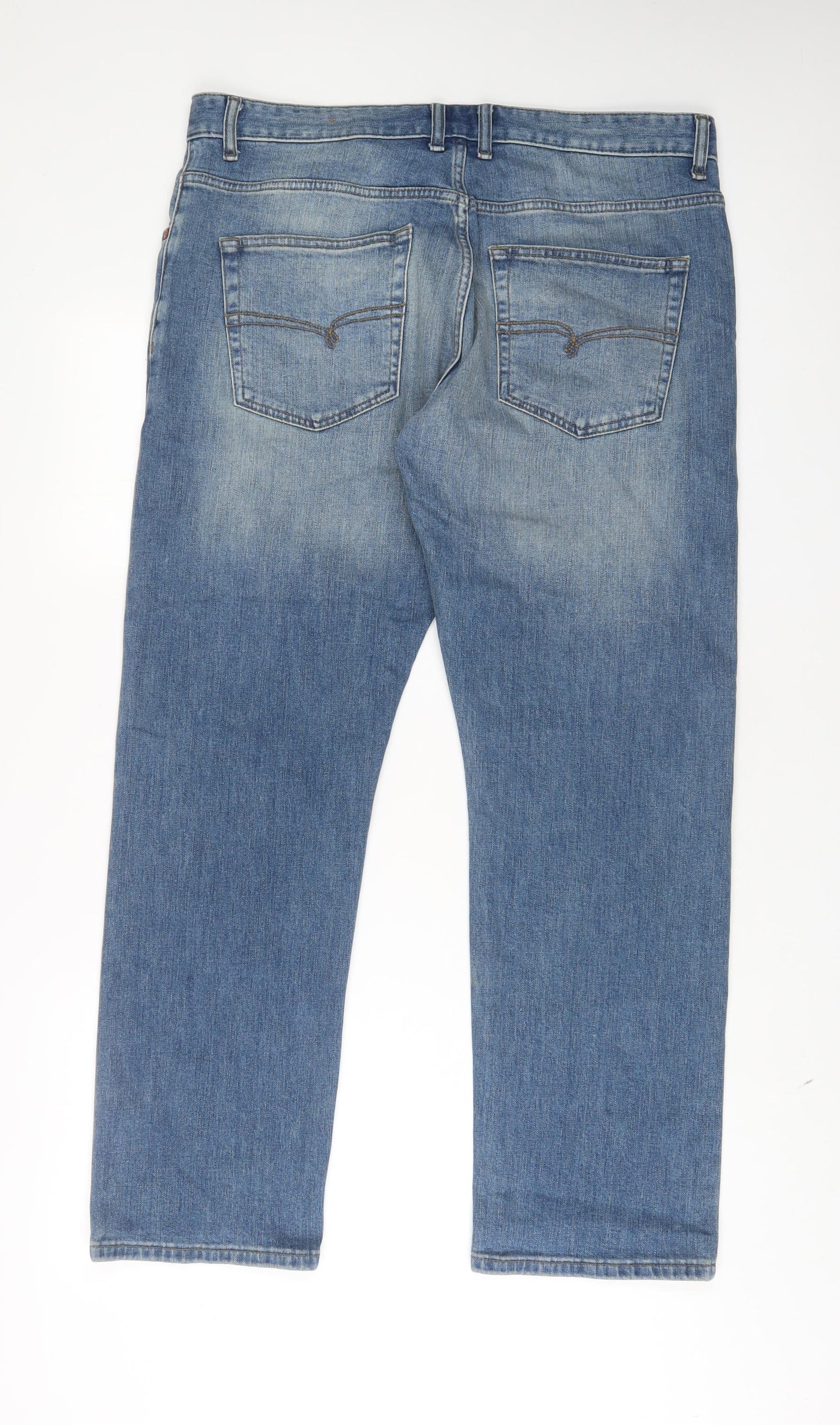 NEXT Mens Blue Cotton Straight Jeans Size 36 in L29 in Regular Button - Short Leg