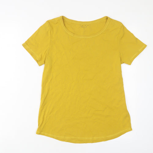 Marks and Spencer Womens Yellow Cotton Basic T-Shirt Size 16 Crew Neck