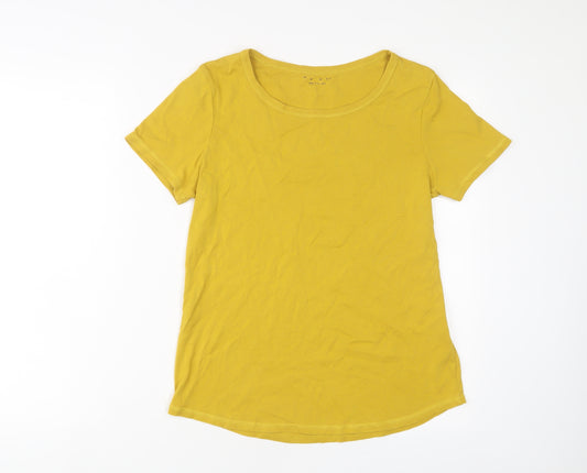 Marks and Spencer Womens Yellow Cotton Basic T-Shirt Size 16 Crew Neck