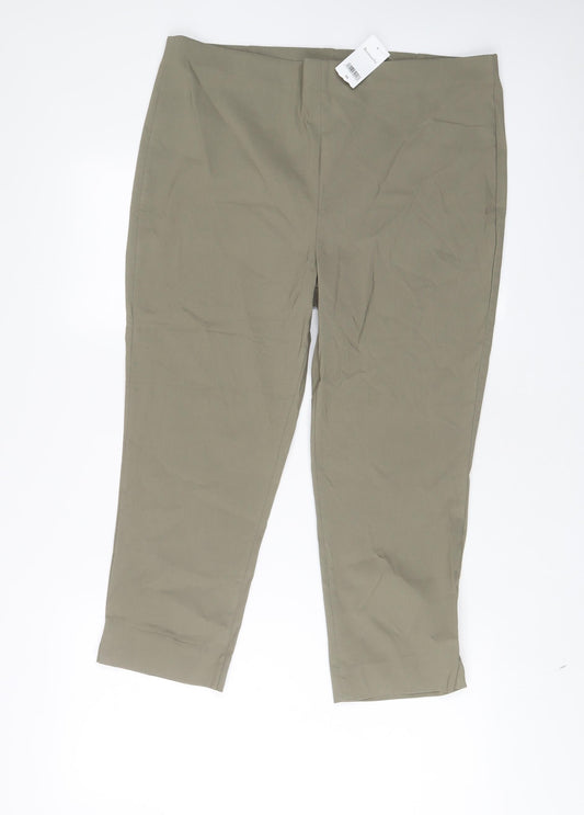 Bonmarché Womens Green Viscose Capri Trousers Size 16 L23 in Regular